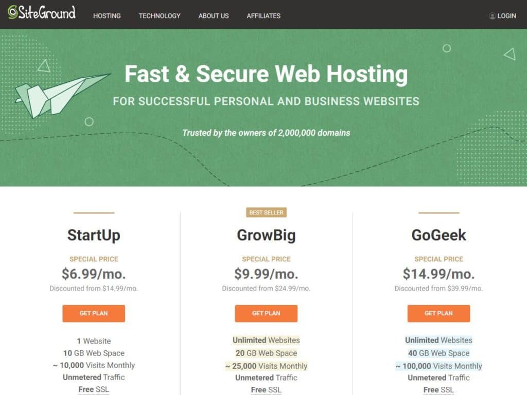 Siteground Best Hosting Hosting Sites for Bloggers