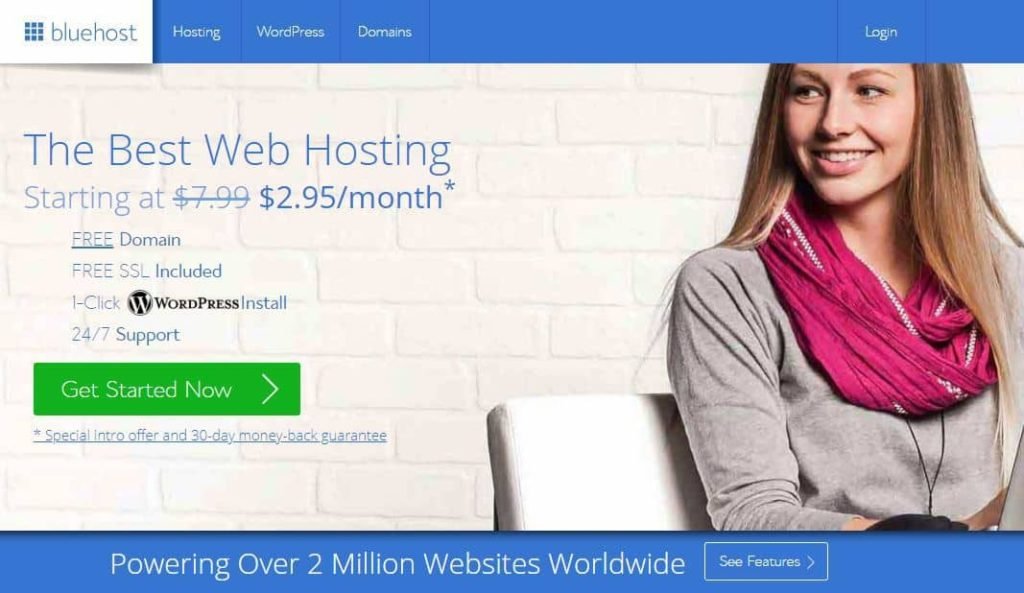 BlueHost homepage